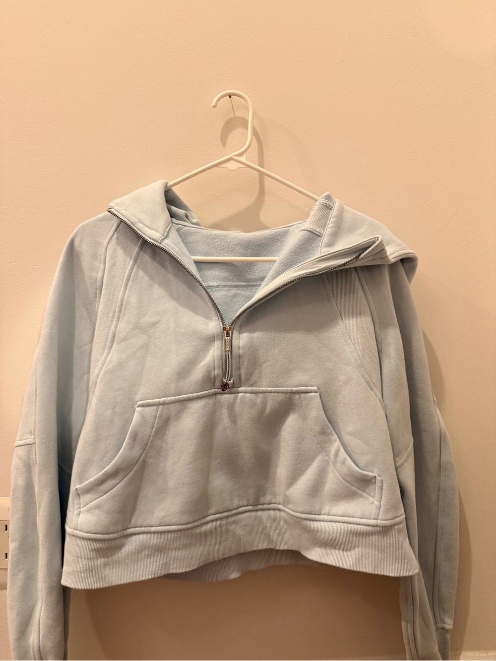 Light Blue Cropped Half-Zip Hoodie